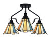 Odyssey 3 Light Semi Flush Mount In Matte Black Finish With 7" Sequoia Art Glass  (2607-MB-9335)