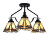 Odyssey 3 Light Semi Flush Mount In Matte Black Finish With 7" Zion Art Glass (2607-MB-9345)