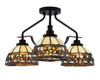 Odyssey 3 Light Semi Flush Mount In Matte Black Finish With 7" Roman Jewel Art Glass (2607-MB-9975)