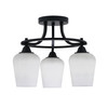 Paramount 3 Light Semi-Flush In Matte Black Finish With 5" White Muslin Glass  (3417-MB-211)