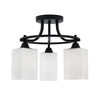 Paramount 3 Light Semi-Flush In Matte Black Finish With 4" White Muslin Glass (3417-MB-531)