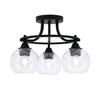 Paramount 3 Light Semi-Flush In Matte Black Finish With 5.75" Clear Bubble Glass  (3417-MB-4100)