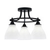 Paramount 3 Light Semi-Flush In Matte Black Finish With 6.25" White Marble Glass (3417-MB-4761)