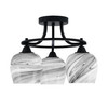 Paramount 3 Light Semi-Flush In Matte Black Finish With 6" Onyx Swirl Glass  (3417-MB-4819)