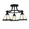 Paramount 3 Light Semi-Flush In Matte Black Finish With 7" Pearl & Black Flair Art Glass (3417-MB-9125)