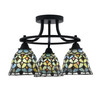 Paramount 3 Light Semi-Flush In Matte Black Finish With 7" Crescent Art Glass (3417-MB-9965)