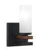 Belmont 1 Light Wall Sconce Shown In Matte Black & Painted Wood-look Metal Finish With 2.5" White Marble Glass (2711-MBWG-811)