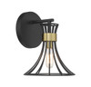 Breur 1-Light Wall Sconce in Matte Black with Warm Brass Accents (9-6080-1-143)