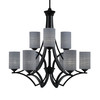 Zilo Uplight, 9 Light, Chandelier In Matte Black Finish With 4" Gray Matrix Glass (569-MB-4062)