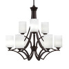 Zilo Uplight, 9 Light, Chandelier In Dark Granite Finish With 4" White Muslin Glass (569-DG-310)