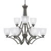 Zilo Uplight, 9 Light, Chandelier In Graphite Finish With 5" Clear Ribbed Glass (569-GP-500)