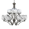 Zilo Uplight, 9 Light, Chandelier In Graphite Finish With 6" Onyx Swirl Glass (569-GP-4819)