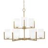 Atlas Uplight, 9 Light, Chandelier In New Age Brass Finish With 4" White Muslin Glass (4509-NAB-310)