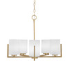 Atlas Uplight, 5 Light, Chandelier In New Age Brass Finish With 4" White Muslin Glass (4505-NAB-310)