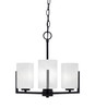 Atlas Uplight, 3 Light, Chandelier In Matte Black Finish With 4" White Marble Glass (4503-MB-3001)