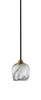 Paramount 1 Light Mini Pendant In Matte Black & Brass Finish With 6" Onyx Swirl Glass (3401-MBBR-4819)