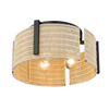 Grove 3 Light Flush Mount in Matte Black with Natural Wicker Shade (7860-FM BLK-NW)
