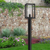 Smyth NB Post Mount - Outdoor in Natural Black with Seeded Glass Shade (2073-OPST NB-SD)