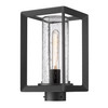 Smyth NB Post Mount - Outdoor in Natural Black with Seeded Glass Shade (2073-OPST NB-SD)