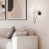 Kennedy 1 Light Articulating Wall Sconce in Natural Black with Ivory Linen Shade (3690-A1W NB-IL)