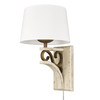 Solay 1 Light Wall Sconce (Plug-in or Hardwire) in Burnished Chestnut with Ivory Linen Shade (1832-1W BC-CDW)