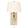 Solay 1 Light Wall Sconce (Plug-in or Hardwire) in Burnished Chestnut with Ivory Linen Shade (1832-1W BC-CDW)