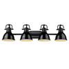 Duncan BLK 4 Light Bath Vanity in Matte Black with Black Shades Shade (3602-BA4 BLK-BK)