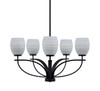 Cavella 5 Light Chandelier In Matte Black Finish With 5" Gray Matrix Glass (3905-MB-4022)
