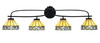 Cavella 4 Light Bath Bar Shown In Matte Black Finish With 7" Diamond Peak Art Glass (3914-MB-9405)