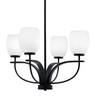 Cavella 4 Light Chandelier Shown In Matte Black Finish With 5" White Linen Glass  (3904-MB-615)