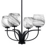 Cavella 4 Light Chandelier Shown In Matte Black Finish With 6" Onyx Swirl Glass  (3904-MB-4819)