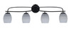 Cavella 4 Light Bath Bar Shown In Matte Black Finish With 5" Gray Matrix Glass (3914-MB-4022)