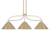 Cavella 3 Light Island Light Shown In New Age Brass Finish With 14" New Age Brass Cone Metal Shades (3936-NAB-420)