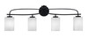 Cavella 4 Light Bath Bar Shown In Matte Black Finish With 4" Square  White Muslin Glass  (3914-MB-531)