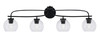 Cavella 4 Light Bath Bar Shown In Matte Black Finish With 5.75" Clear Bubble Glass (3914-MB-4100)