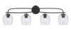 Cavella 4 Light Bath Bar Shown In Matte Black Finish With 6" Clear Bubble Glass (3914-MB-4810)
