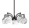 Easton Downlight, 5 Light, Chandelier Shown In Matte Black & Brushed Nickel Finish With 6" Onyx Swirl Glass (1945-MBBN-4819)