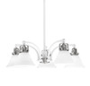 Easton Downlight, 5 Light, Chandelier Shown In White & Brushed Nickel Finish With 7" White Muslin Glass (1945-WHBN-311)