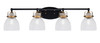 Easton 4 Light Bath Bar Shown In Matte Black & Brass Finish With 6" Smoke Bubble Glass (1934-MBBR-4119)