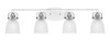 Easton 4 Light Bath Bar Shown In White & Brushed Nickel Finish With 5" Clear Ribbed Glass (1934-WHBN-500)
