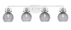 Easton 4 Light Bath Bar Shown In White & Brushed Nickel Finish With 6" Smoke Ribbed Glass (1934-WHBN-5112)
