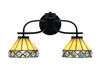 Cavella 2 Light Bath Bar In Matte Black Finish With 7" Diamond Peak Art Glass (3912-MB-9405)