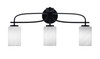 Cavella 3 Light Bath Bar Shown In Matte Black Finish With 4" White Marble Glass (3913-MB-3001)