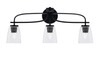 Cavella 3 Light Bath Bar Shown In Matte Black Finish With 4.5" Square  Clear Bubble Glass (3913-MB-461)
