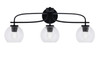 Cavella 3 Light Bath Bar Shown In Matte Black Finish With 5.75" Clear Bubble Glass (3913-MB-4100)