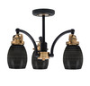 Easton 3 Light Semi-Flush Shown In Matte Black & Brass Finish With 5" Black Matrix Glass (1947-MBBR-4029)