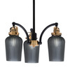 Easton Downlight, 3 Light, Chandelier Shown In Matte Black & Brass Finish With 5" Smoke Textured Glass (1943-MBBR-4252)