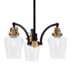 Easton Downlight, 3 Light, Chandelier Shown In Matte Black & Brass Finish With 5" Clear Bubble Glass (1943-MBBR-210)