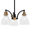 Easton Downlight, 3 Light, Chandelier Shown In Matte Black & Brass Finish With 6.25" Clear Bubble Glass (1943-MBBR-4760)