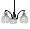 Easton Downlight, 3 Light, Chandelier Shown In Matte Black & Brushed Nickel Finish With 6" Clear Ribbed Glass (1943-MBBN-5110)